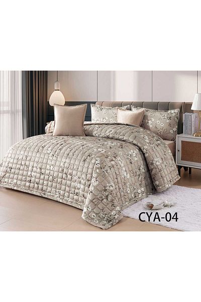 i love home طقم لحاف نفرين مخمل ناعم 6 قطع حشوة مضغوطة مقاس اللحاف 220×240 سم