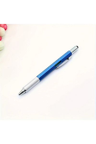 MAB 6-in-1 Multifunctional Star Pen: Non-Exhausting with Ruler, Scale, Stylus and Screwdriver (Blue)