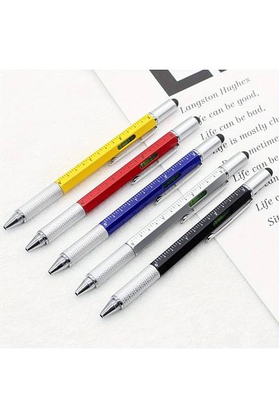 MAB 6-in-1 Multifunctional Star Pen: Non-Exhausting with Ruler, Scale, Stylus and Screwdriver (Blue)