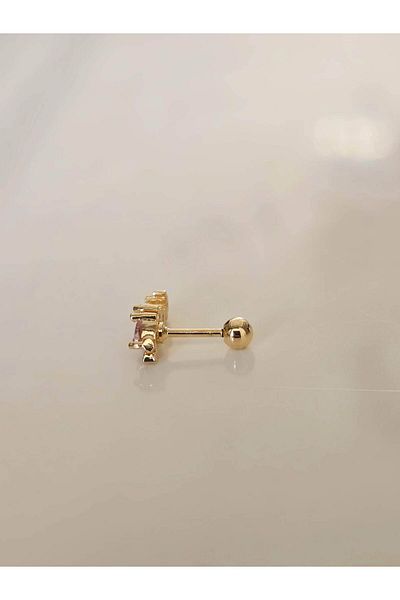 Eva Takı Store Sea Horse Model Cartilage Piercing Tragus Helix Gold Color Earrings