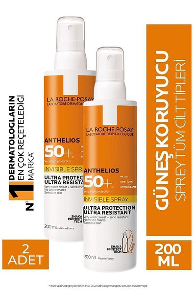 La Roche Posay Anthelios Spf50 Invisible High Protection Body Sunscreen Spray 200ml 2 Pieces