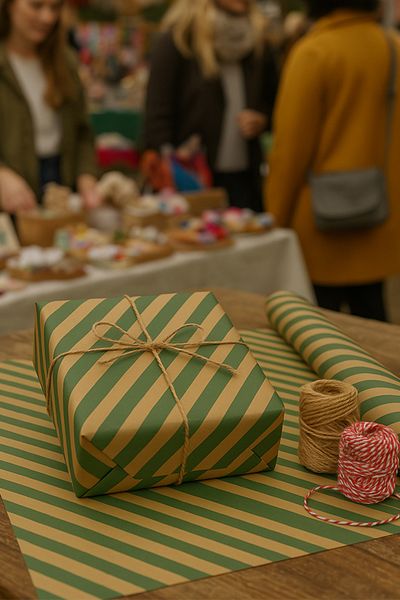 OLİ Art Rustic Tepetaklik Gift Package |   Kraft Paper - Jute Rope - Redwhite & Green