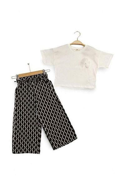 Zekids Girl's Cotton Patterned Trousers Suit