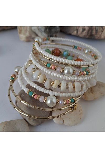 azra takı tasarım Handmade Women's Authentic Wrapped Multiple Natural Stone Bracelet
