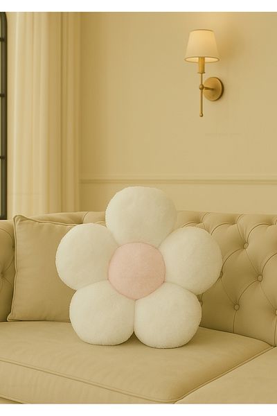 Plush Soft Decorative Daisy Throw Pillow - Pillow - Imported - Toscano Fabric -