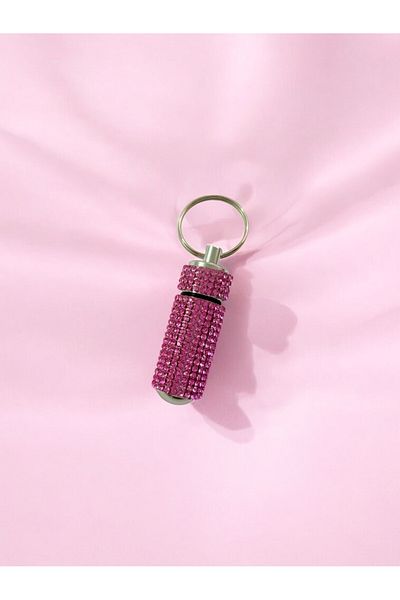 Fivy Tiny Storage Box with Glitter Stone Detail, Pill Box Keychain, Charm