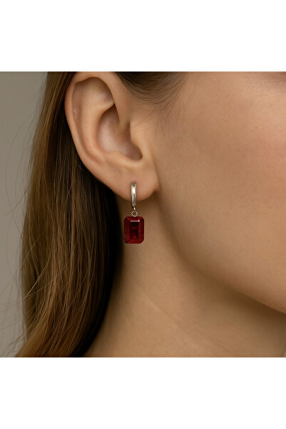 DURAN TAKI TASARIM Yakut Ice Cut Zirkon Gümüş Küpe