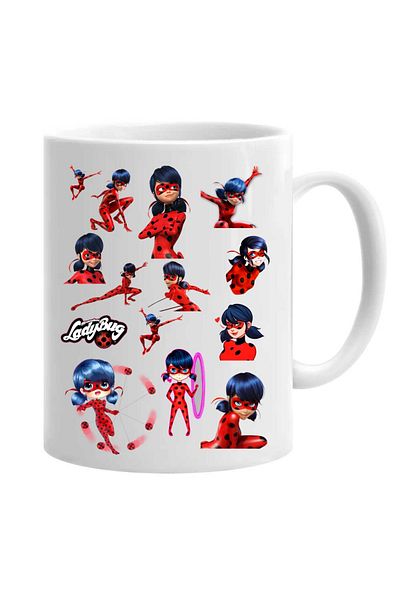 OEM Cana albă personalizată Miraculous Ladybug, INOVATIX®. 330 ml