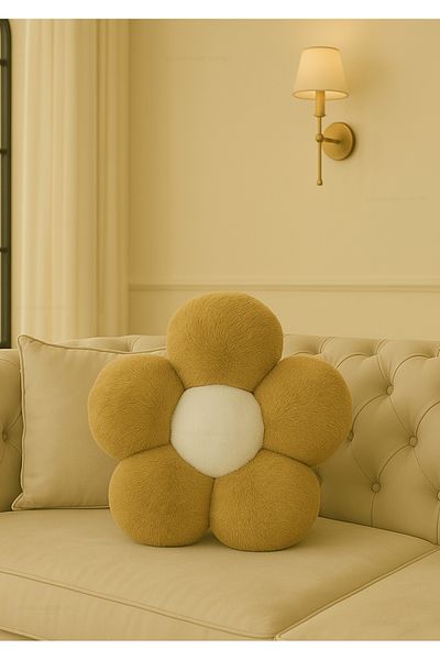 Plush Soft Decorative Daisy Throw Pillow - Pillow - Imported - Toscano Fabric -