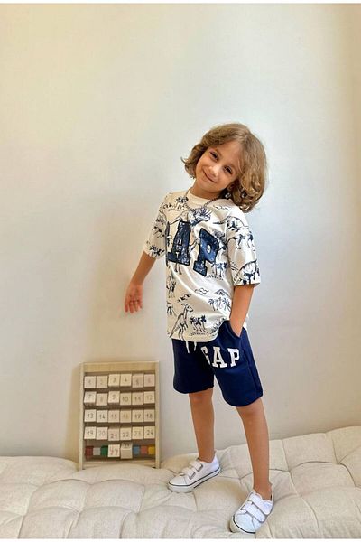 Canlook Dinosaur Printed Summer Bottom-Top Set