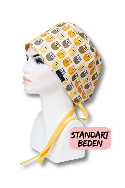 doktorbonem Стандартний розмір, жовта хірургічна шапочка з малюнком сови, для...