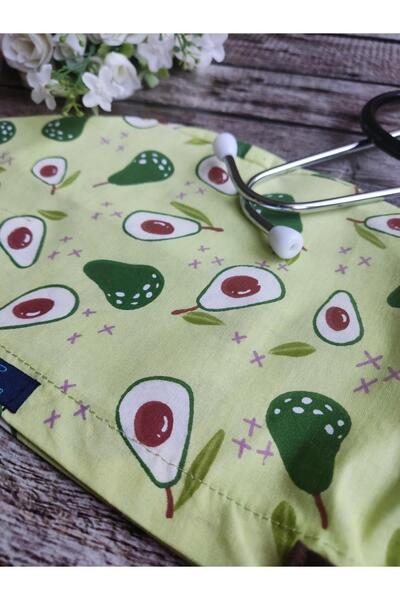 doktorbonem Hijab Avocado Green Patterned Bone chirurgical Doctor Asistentă Medicală Spital Bucătar Bonetă Wide Cut