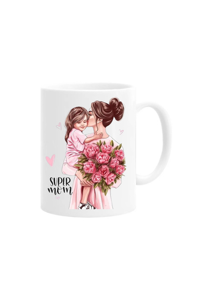 OEM Cana albă personalizată Super Mom, INOVATIX®. 330 ml