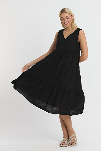 TCT TEKSTİL فستان نسائي - فستان موسلين أفلونيا بومبوم - 3015