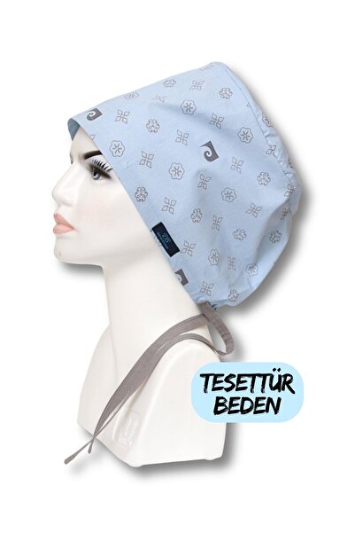 doktorbonem Tesettür Mavi Desenli Cerrahi Bone Doktor Hemşire Sağlıkçı Bonesi...