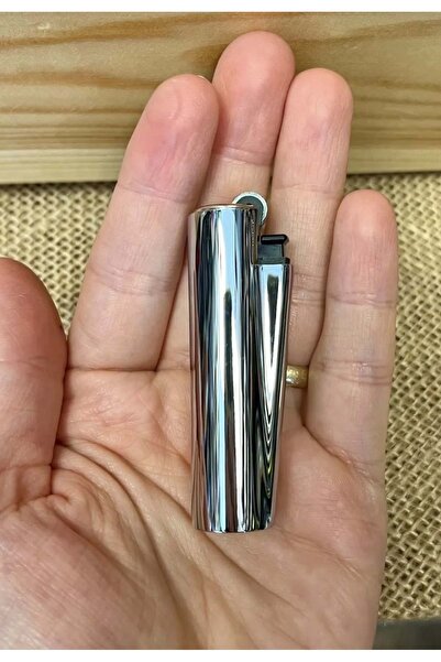 Clipper Parlak Gümüş Taşlı Çakmak