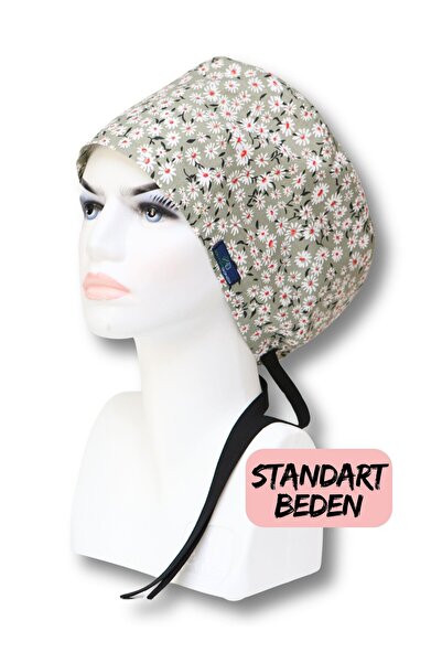 doktorbonem Standart Beden Yeşil Papatyalar Desenli Cerrahi Bone Doktor Hemşi...