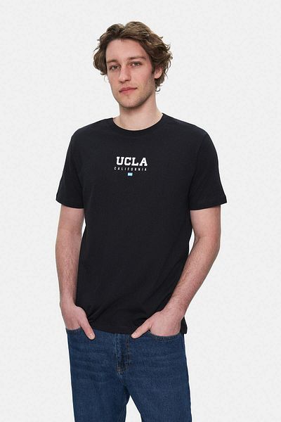 UCLA Sherman Black Crew Neck Printed Standard Fit Men's Tshirt