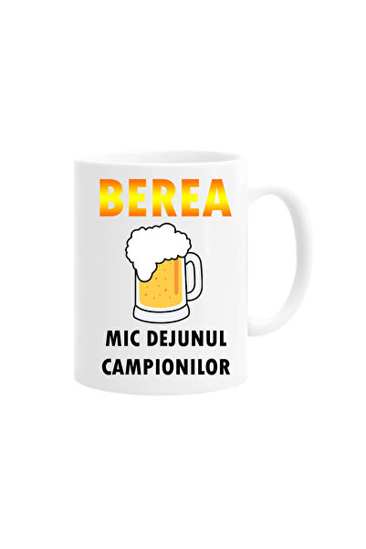 OEM Cană albă personalizată de bere, mic dejun al campionilor, INOVATIX®. 330 ml
