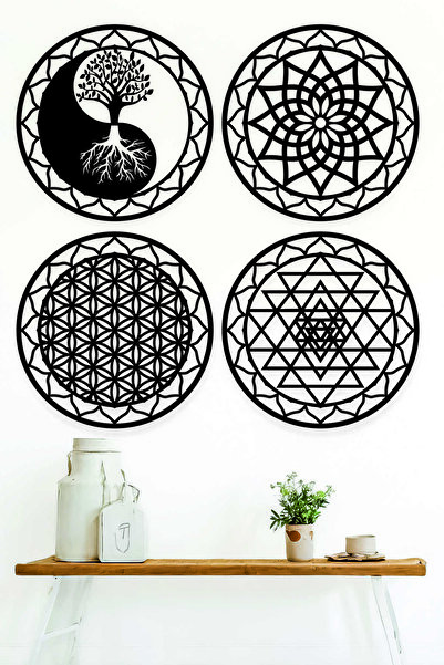 UNT Σετ ιερής γεωμετρίας 4 σε 1 (Λουλούδι της ζωής, Σρι Γιάντρα, Μάνταλα και ...