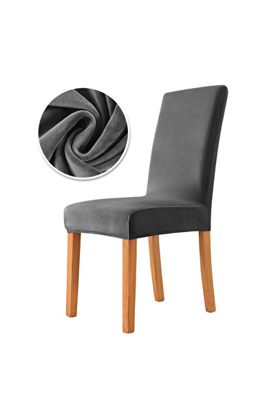 Choice غطاء كرسي من القماش المخملي الجديد باللون الرمادي الداكن، غطاء كرسي فا...