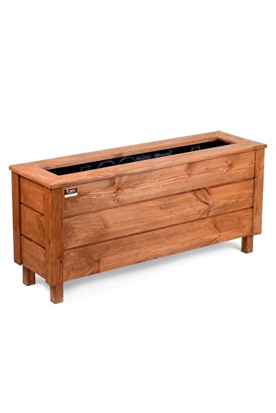 Faev Dış Mekan Ahşap Saksı Büyük Boy 100cm x 30cm Yükseklik 45cm Hazır Kurulu