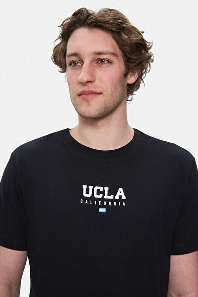 UCLA Ανδρικό μπλουζάκι SHERMAN με μαύρο λαιμόκοψη με στάνταρ εφαρμογή