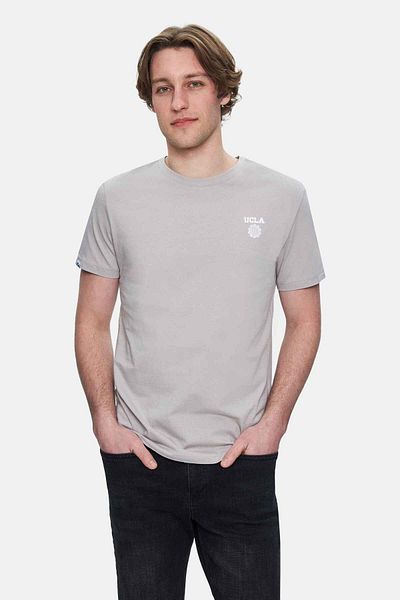 UCLA Bass Light Gray Crew Neck Printed Standard Fit Men's Tshirt