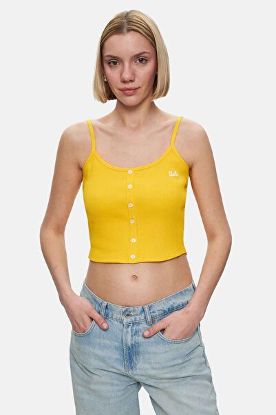 UCLA RHODES Crop pentru damă, cu bretele galbene, brodate, cu potrivire standard