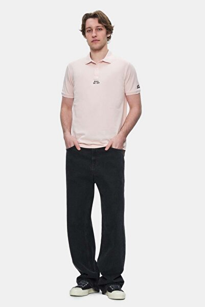 UCLA Ανδρικό μπλουζάκι QUINTON Dusty Pink Polo Collar Κεντημένο Standard Fit