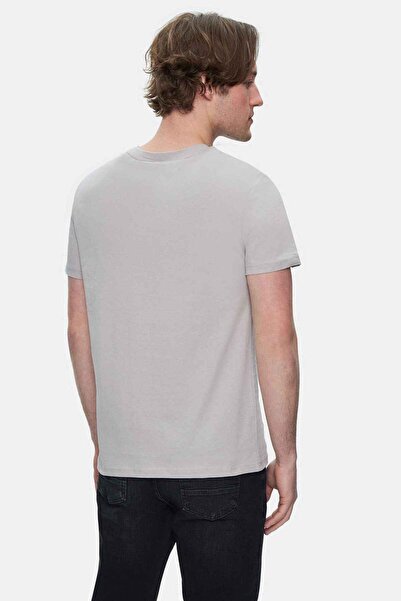 UCLA Bass Light Gray Crew Neck Printed Standard Fit Men's Tshirt