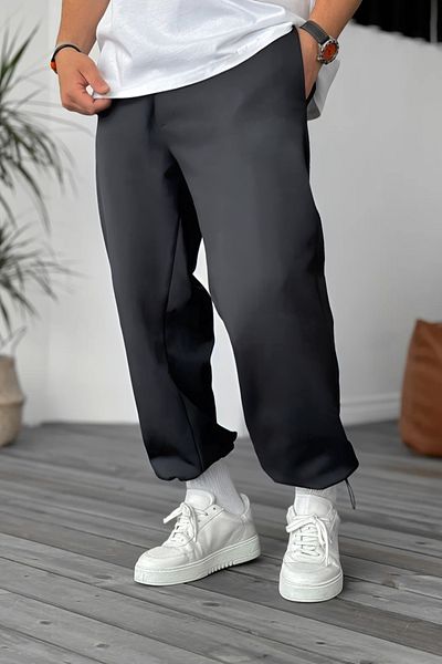 vladivosto Φαρδύ παντελόνι Plus Size Ρυθμιζόμενο ελαστικό παντελόνι Φούτερ Μαύρο καπνιστό