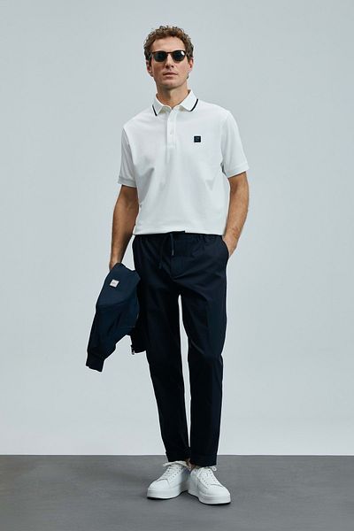 Lufian 111040211   Ανδρικό T-shirt Echo Polo Neck T-shirt Λευκό