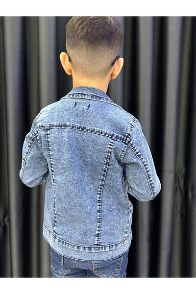KURGAN TEKSTİL Jachetă pentru băiat din denim cu buzunar dublu