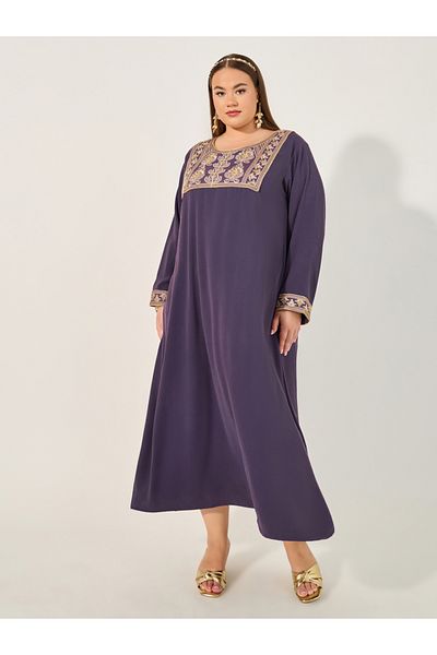Styli Embroidered Round Neck A-Line Jalabyia