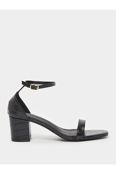 Styli Plain Ankle Strap Block Heel Sandals