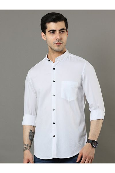 Bushirt By Styli Solid Regular Fit Mandarin Collar Shirt