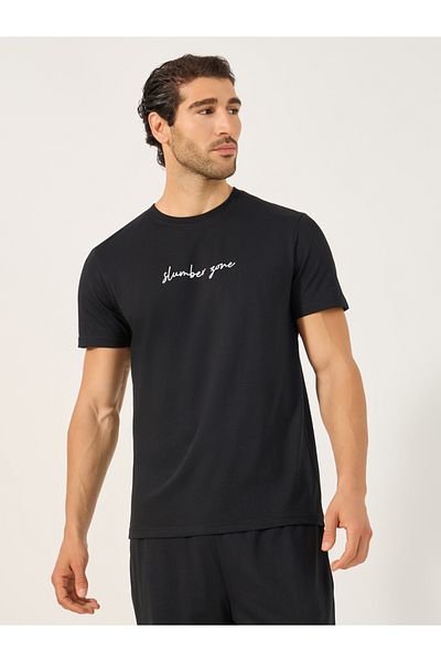 Styli Slogan Print Crew Neck T-Shirt and Pyjama Set