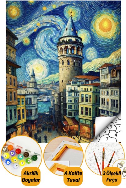 tale hobby Sayılarla Boyama Numaralı Tuval Seti Fırça Boya Dahil 40x50cm - Ga...