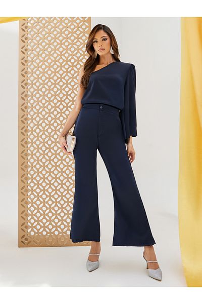 Styli One Shoulder Top with Flared Trousers Co-Ords