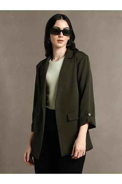 Dennis Lingo By Styli Solid Regular Fit 3/4 Sleeves Open Blazer
