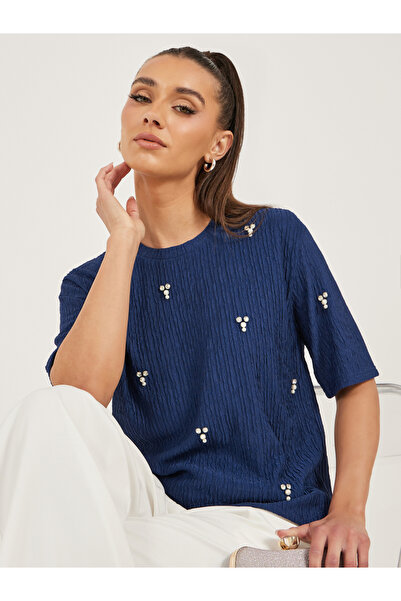 Styli بلوزة مزخرفة ذات رقبة دائرية