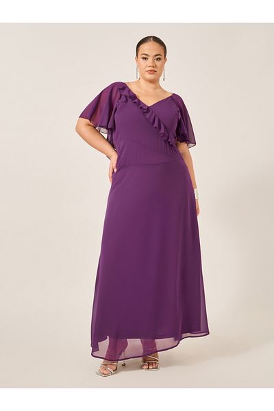 Styli Plus Size Ruffled Wrap Look A-Line Maxi Dress