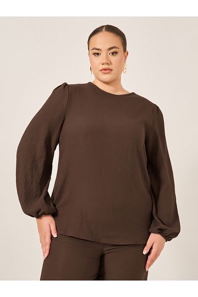 Styli Plus Size Solid Long Sleeve Top