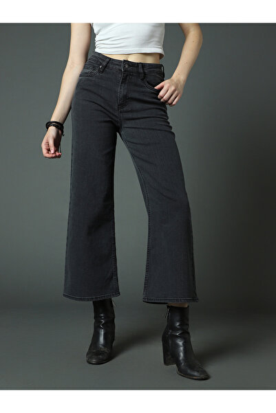 High Star By Styli Mid Rise Wide Leg Cropped Jeans