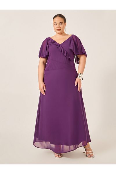 Styli Plus Size Ruffled Wrap Look A-Line Maxi Dress