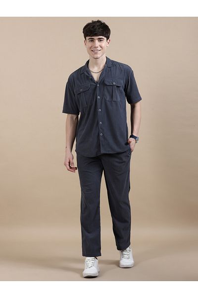 Bushirt By Styli Regular Fit Notch Label Shirt with Pants Co-Ords