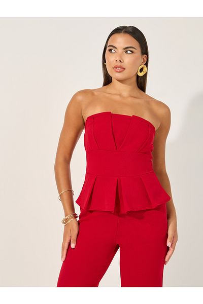 Styli Bandeau Neck Wide Leg Jumpsuit
