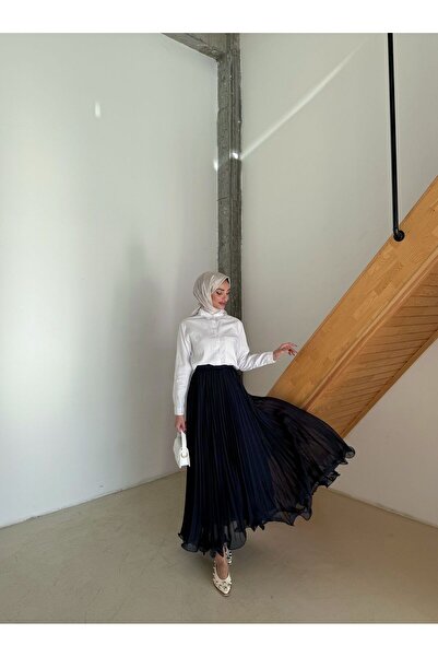 Aranlı tekstil Şifon Piliseli Tesettür Etek