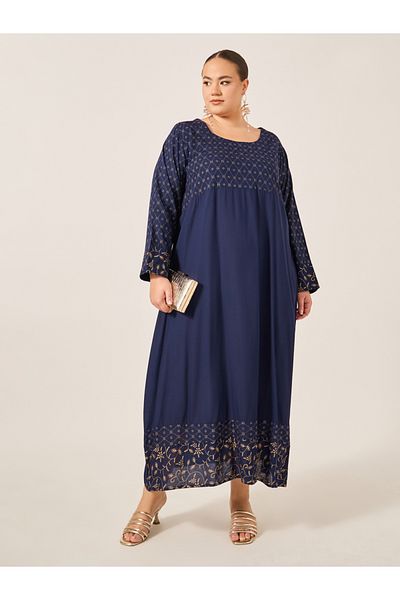 Styli Embroidered Round Neck A-Line Jalabyia